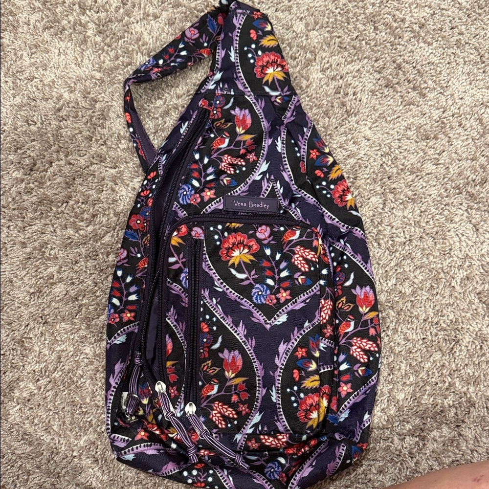 Vera Bradley Women's Floral Sling Backpack - Dark Purple